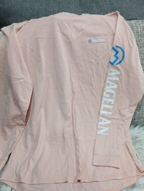 Magellan Outdoors Light Pink Tee with Navy Logo